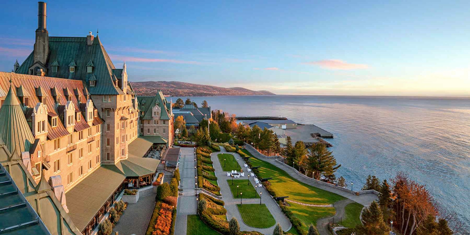 This castle-like resort sits on the water's edge of the St. Lawrence River